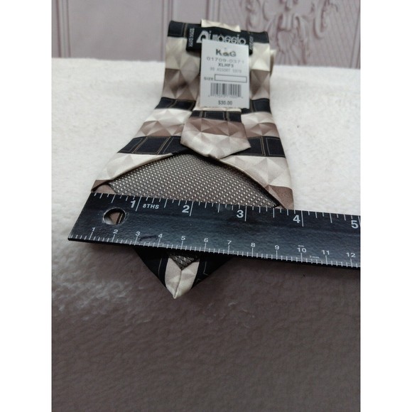 NWT Di Moggio Mens Premium Tie Pure Silk Handmade Smooth Brown/Beige MSRP $30 EC - Picture 4 of 15